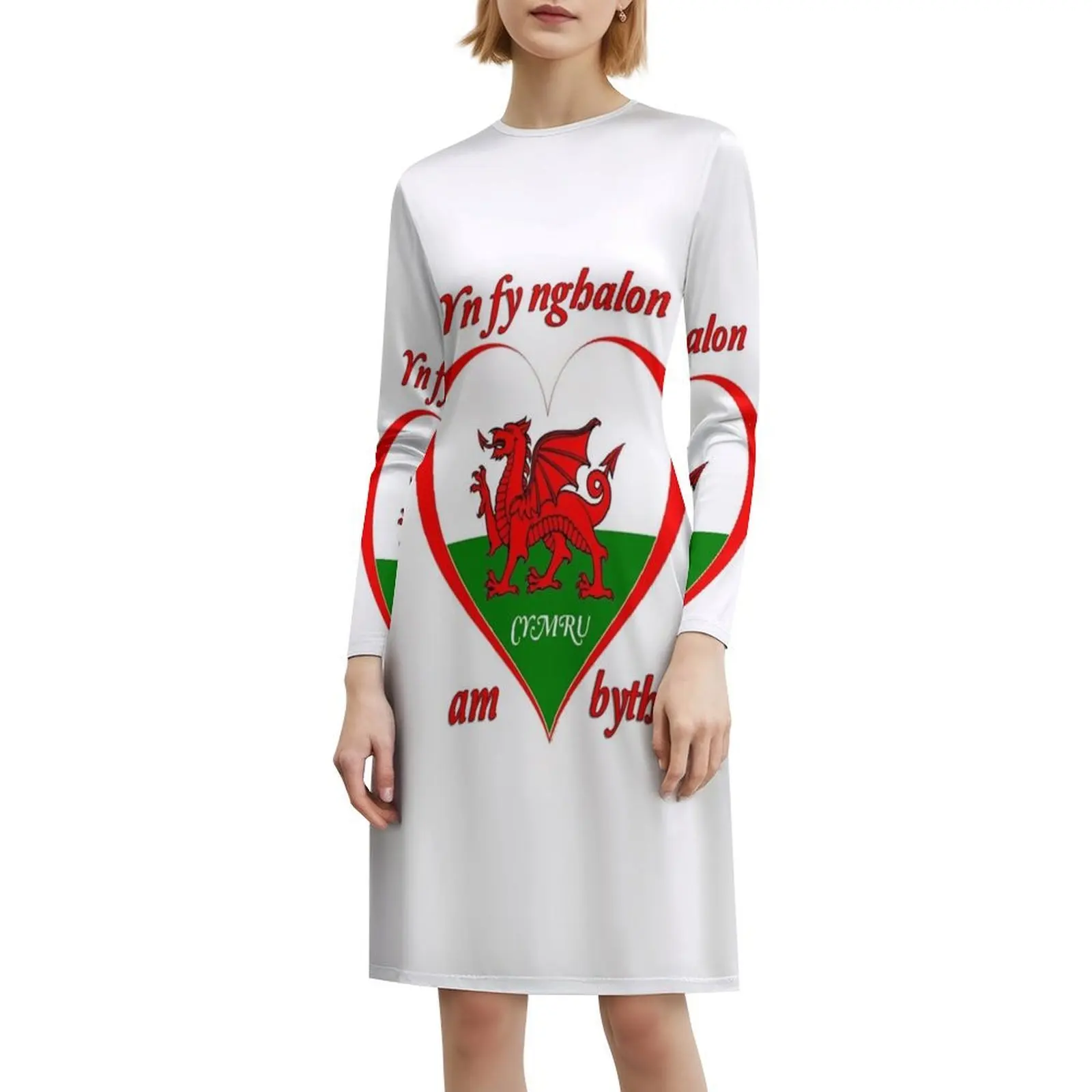 فستان Red Dragon Wales For Ever للسيدات للحفلات ملابس الشارع الشهير ملابس نادي مطبوعة عصرية للإناث ويلز لخريطة ويلز من Ever