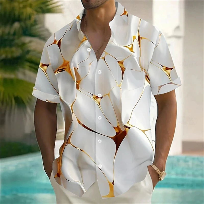 Nueva camisa para hombre, camisas hawaianas con estampado 3d de arte abstracto de Color para hombre, pantalón corto informal, Tops de manga, camisa de gran tamaño, ropa Unisex