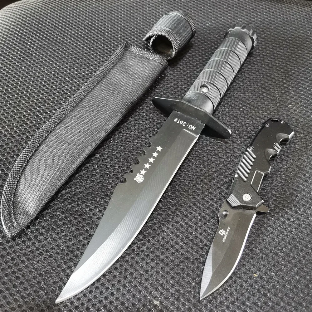 8Cr13MoV Dual Knife Set: Fixed and Folding Knives for Camping & EDC