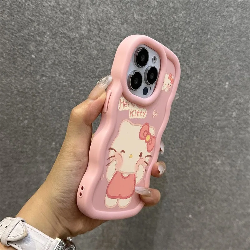 For Motorola Moto E30 G24 G54 G14 G84 G82 G52 G23 G13 G04S G53 G45 Woo Hello Kitty Face Cartoon Candy Wave Shell Soft Phone Case