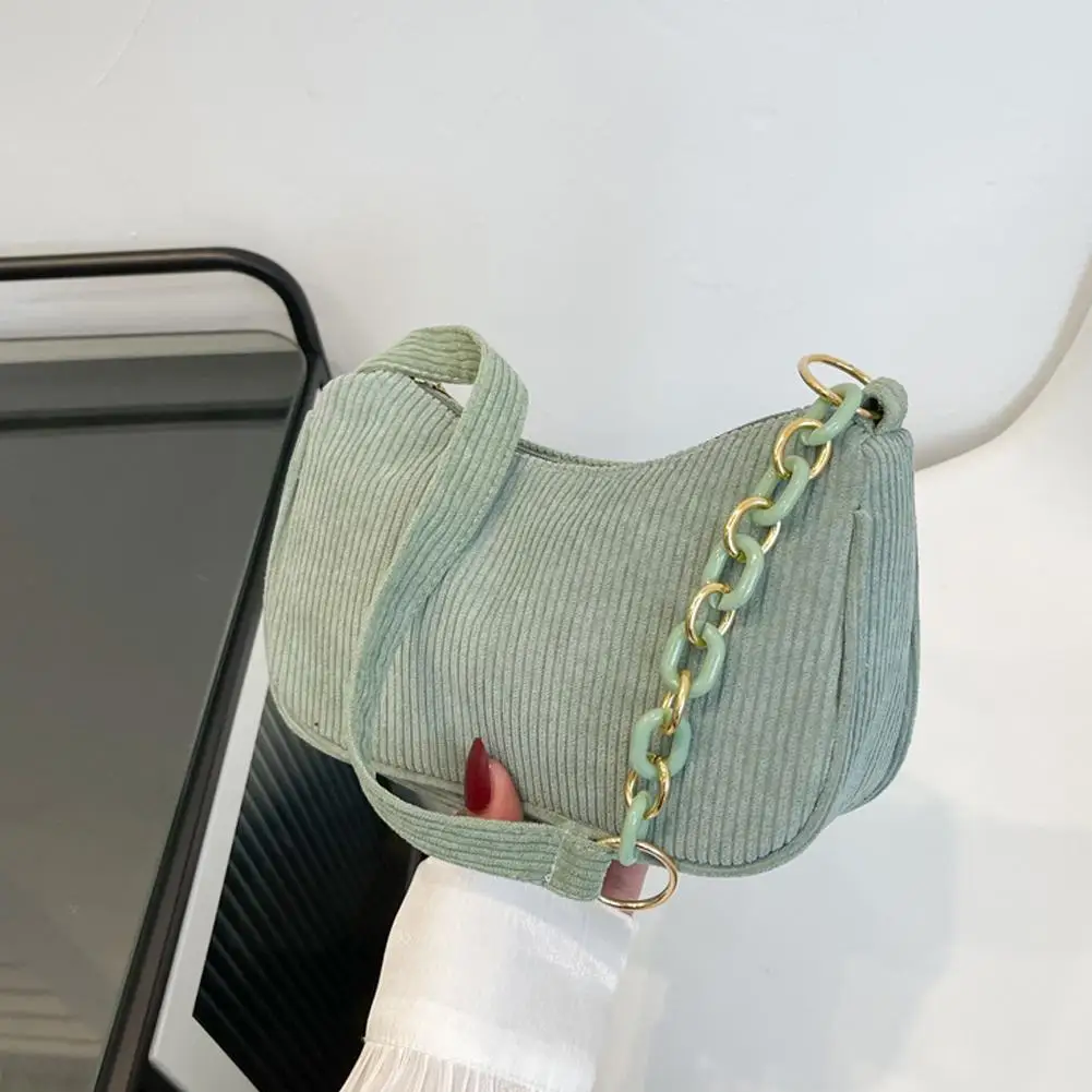 Fashion Vintage Vrouwen Handtassen Corduroy Onderarmtas Rits Casual Schouder Vrouwen Vrouwelijke Clutch Handtas Tassen H8e2