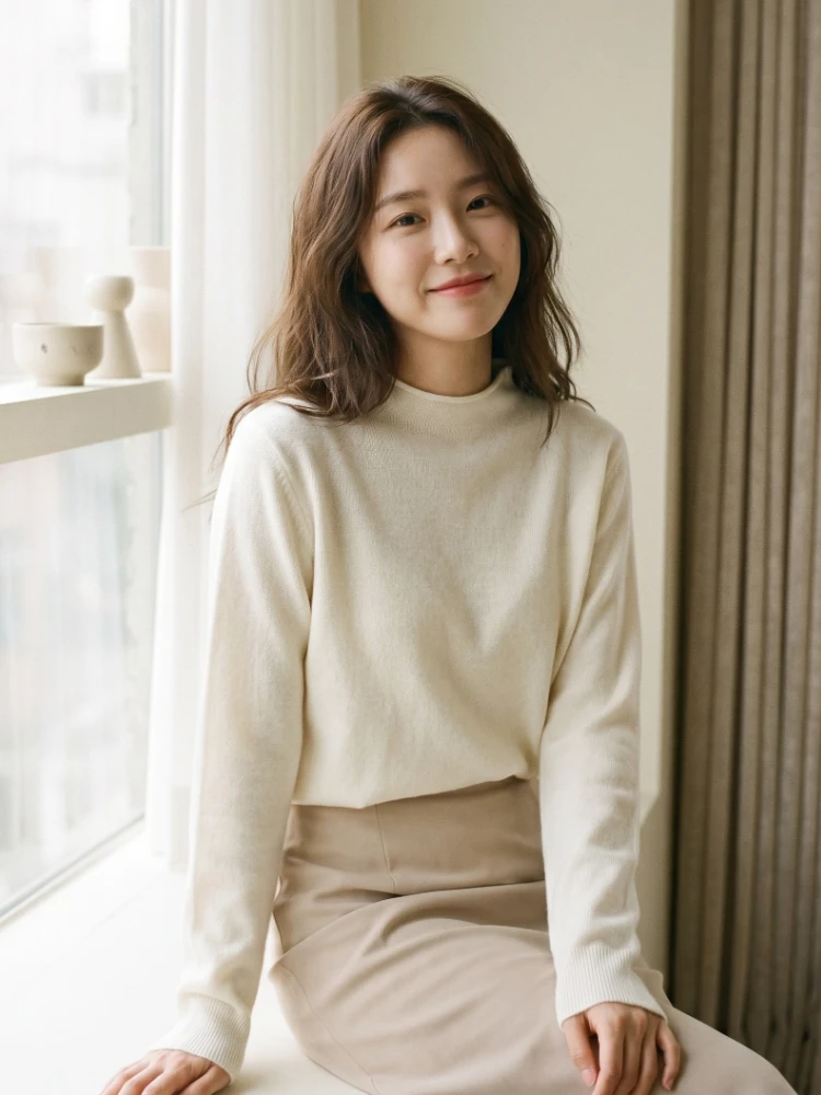 Harajuku Korean Soft Warm Knitwear 2026 Solid Women Sweater Half Turtleneck Knitted Pullovers Autumn Winter Fashion Slim Jumpers