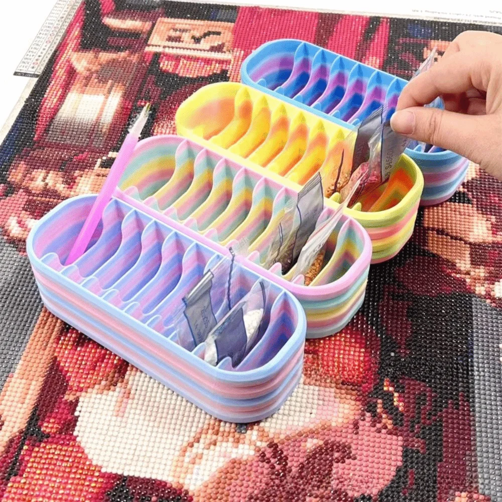 

10 Grids Diamond Packets Storage Box Portable Gradient Color Diamond Art Bead Storage Case Space Saving Individual Slots