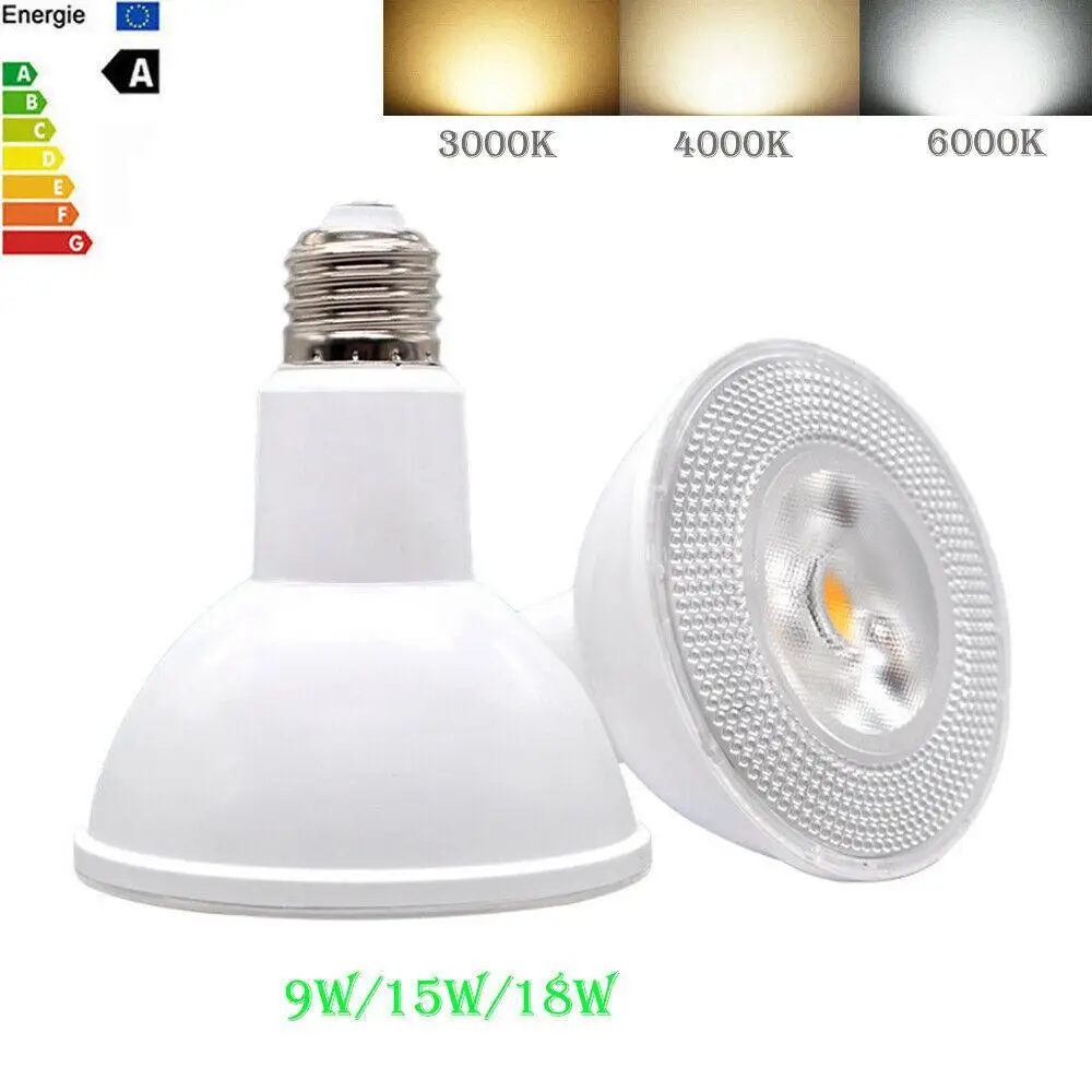 Drop shipping E27 LED Spotlight 9W 15W 18W LED Downlight par20 par30 par38 LED Bulbs Lamps AC85~265V Ceiling Light Home Lighting