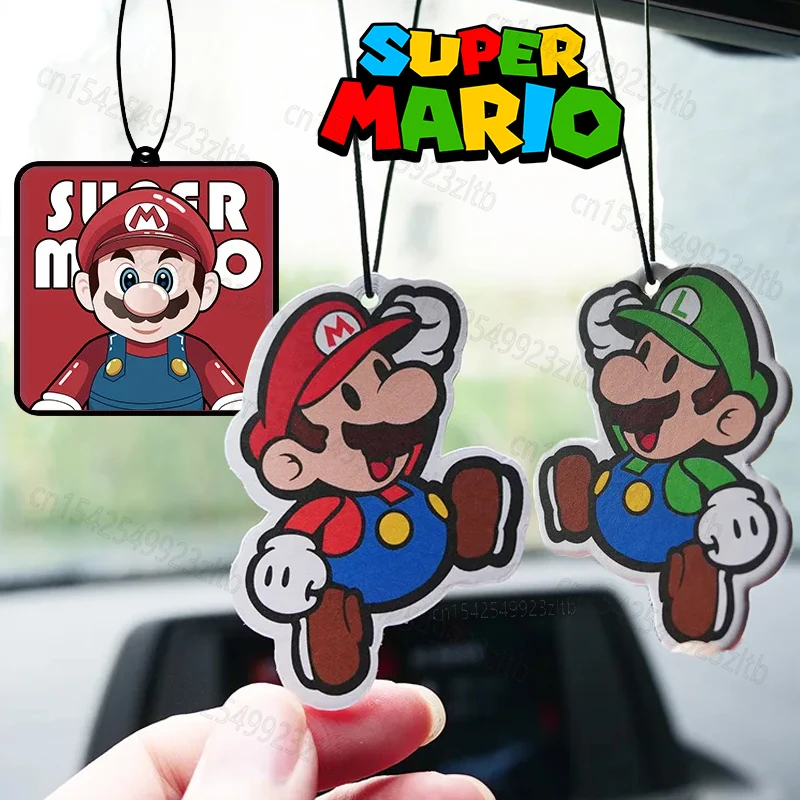 Super Mario Car Aromatherapy Cartoon Mario Bros Car Pendant Purifying Air Fragrance Tablet Portable Compact Deodorant Gifts