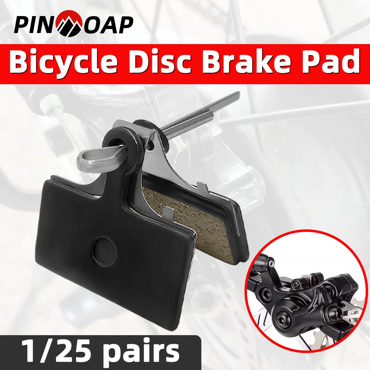PINMOAP 1/25 Pares de Pastillas de Freno de Disco para Bicicleta, de Alto Rendimiento, Silenciosas y Duraderas, Componentes de Freno para Bicicleta