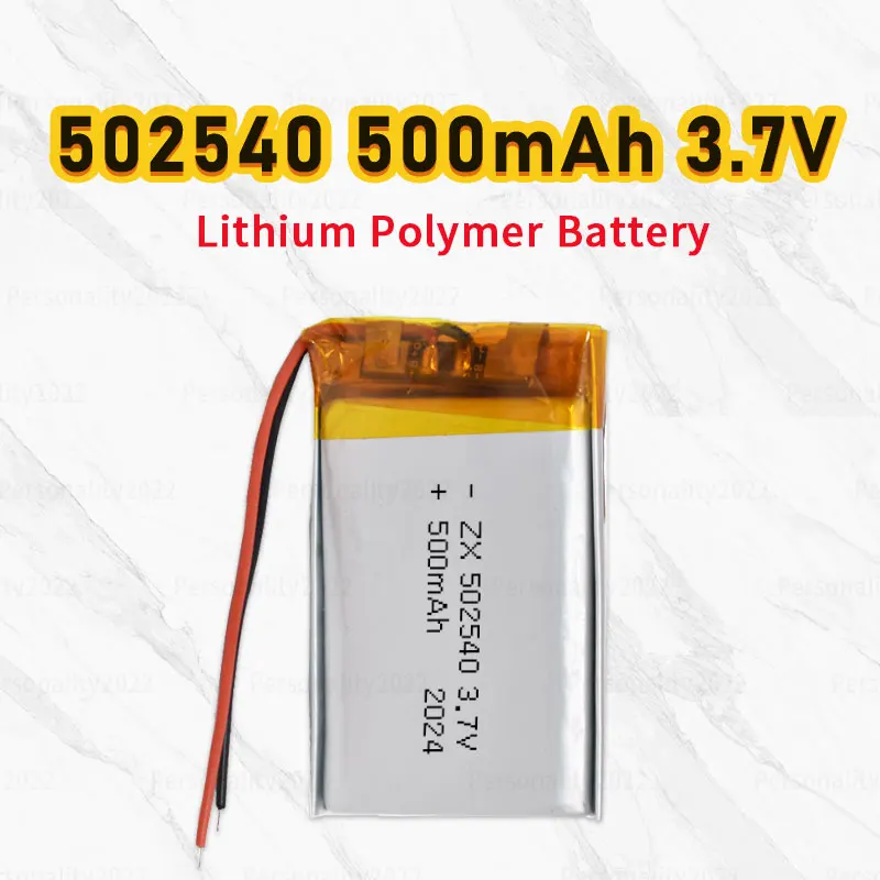 Li Po 502540 Battery 500mAh 3.7V Square Lipo Polymer Lithium Batteries for Face Slimmer Blackhead Massager Rechargeable Cell