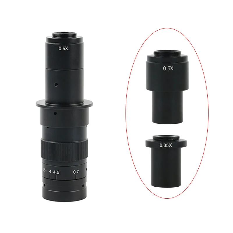 

180X Zoom C mount Lens Adjustable 0.7X~4.5X + 0.35X 0.5X Adapter Lens 180X 300X 120X For HDMI USB VGA Industry Video Microscope