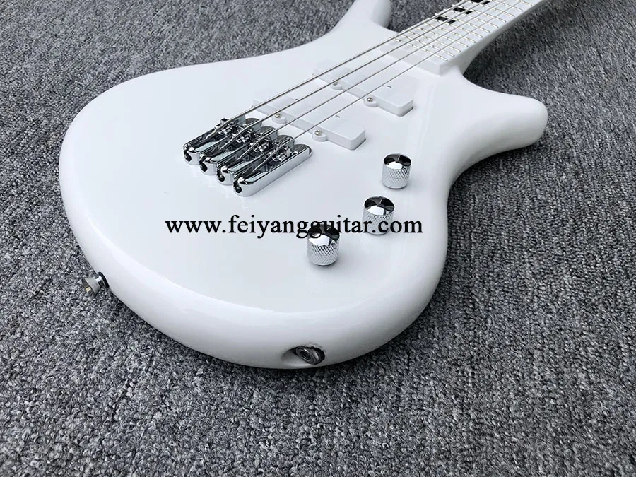 Electric Bass Guitar with 26 Frets,White color 4 String  High Quality Electric Bass Guitar，can be customized,free shipping