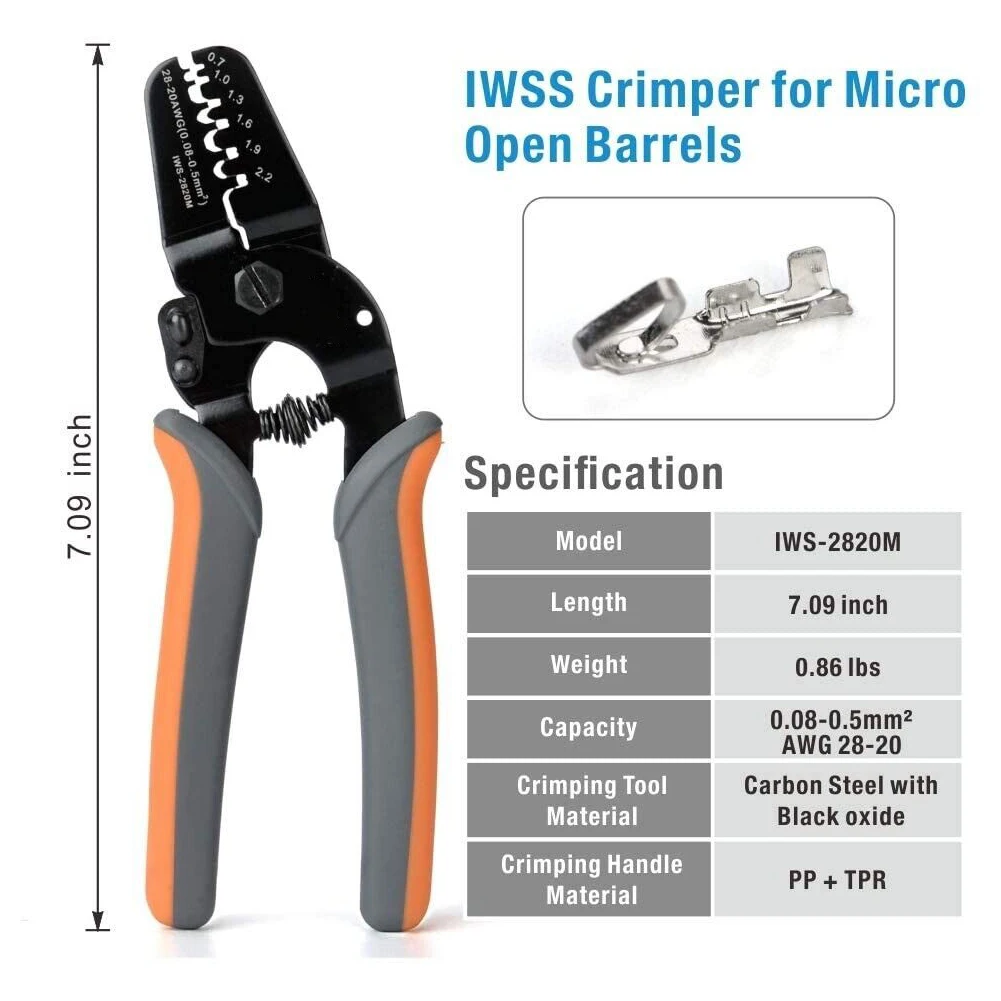 Immagine 4: Pinza Crimpatrice Multifunzione IWS 2820M per Terminali Aperti Non Isolati, Perfetta per Stampanti 3D e Pacchi Batteria