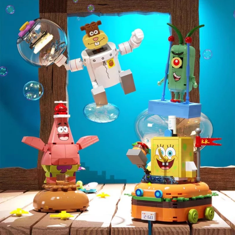 

SEMBO BLOCK Губка Боб Квадратные Штаны Строительный Блок Сборка Маленькие Частичные Головоломки Креативные Ремесленные Детские Игрушки На День Рождения DIY