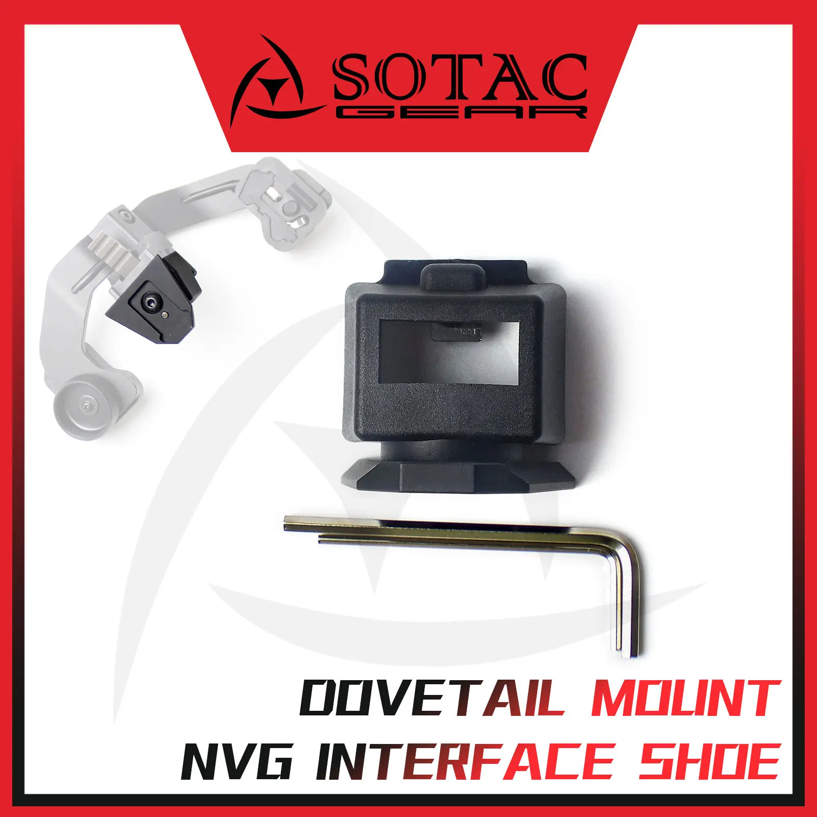 

SOTAC-GEAR Tactical Dovetail Mount NVG Interface Shoe Adapter For PVS-7/14 Night Vision Bridge Mount