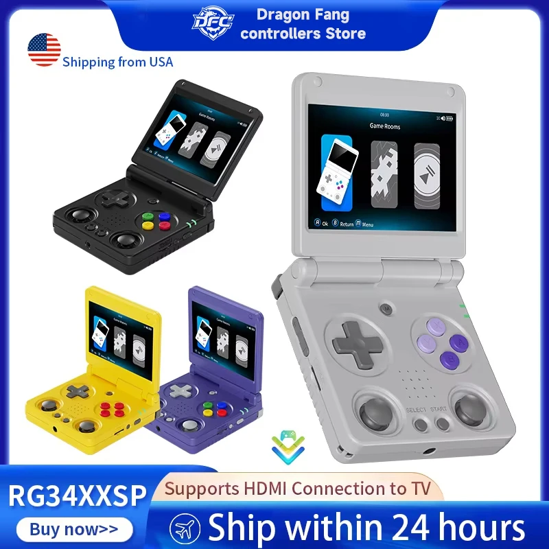 

for ANBERNIC RG34XXSP Flip Retro Video Game Console 5000 64G Electronic Gaming 3.4inch IPS Screen Linux bit Support TV Console