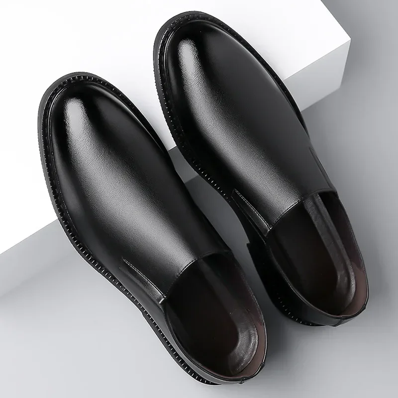 Solid Color Leather Shoes for Men 2024 Spring Autumn New Designer Men's Dress Shoes Fashion British Casual Loafers Male