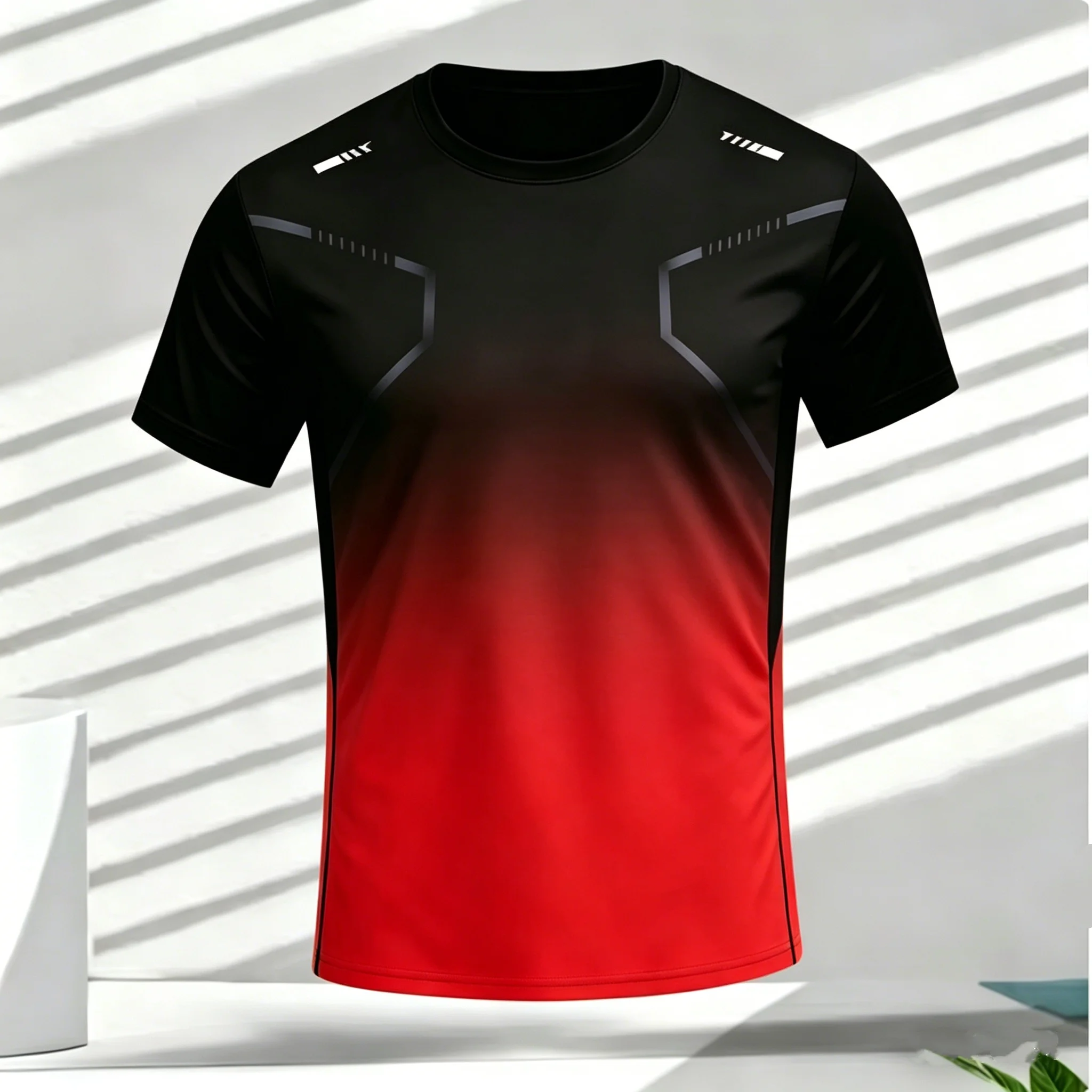 

Men's T-shirt Outdoor Sports Running T-shirts Letter Gradient Pattern 3D Printing T Shirts Quick Drying Short Sleeve Unisex Top