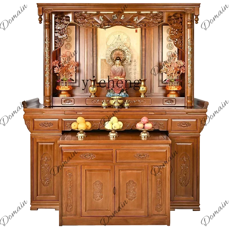 HIJ GZ-1  Buddhist Niche New Chinese Vertical Cabinet Household Offering Table Serving Incense Table Shrine Cabinet Offering Tab