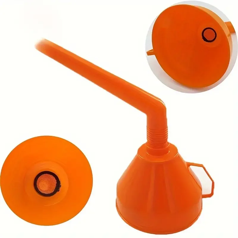 

1Pc Orange Refueling Funnel With Filter Motorcycle Refuel Gasoline Engine Oil Funnel Moto Car Long Mouth Funnels Car Repair Tool