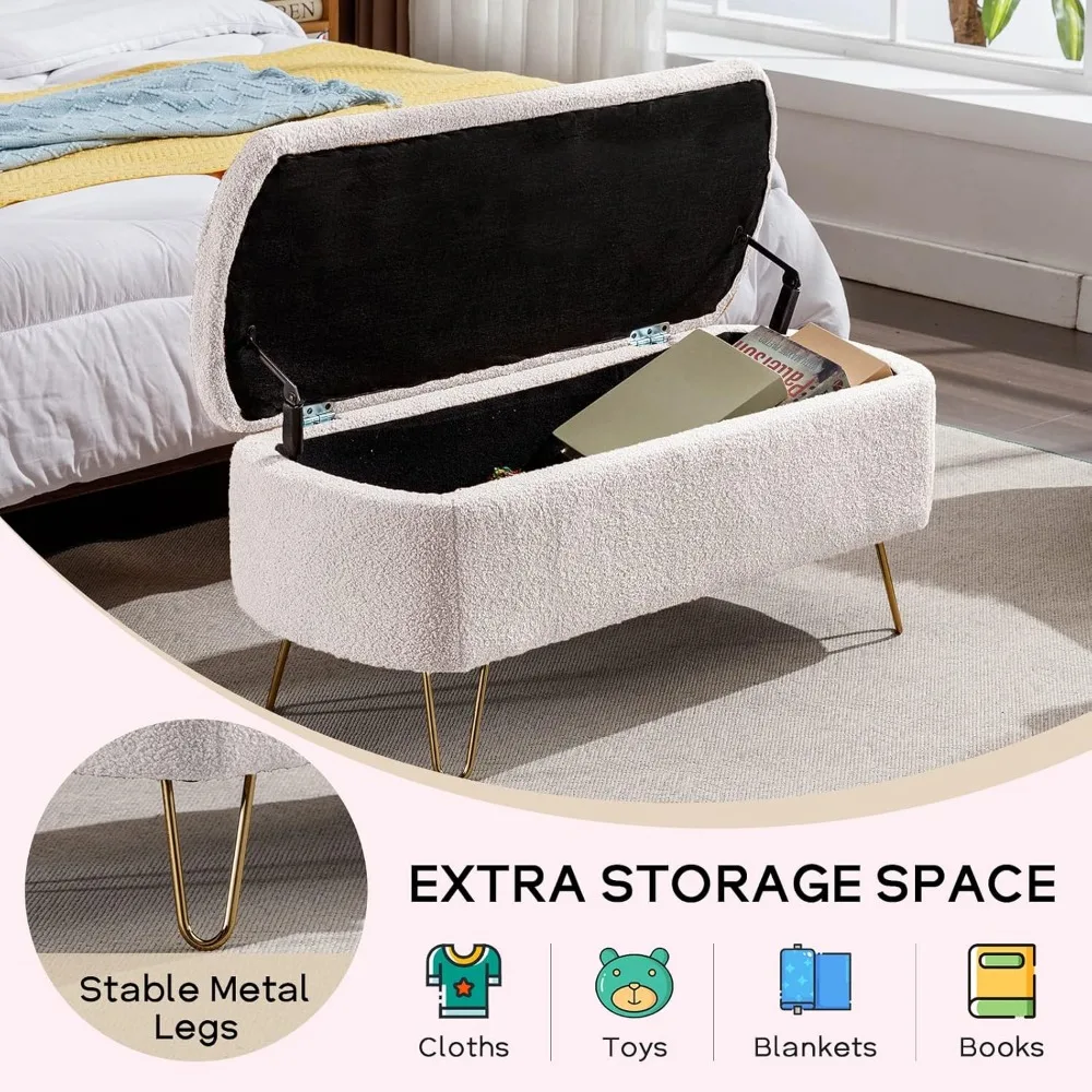 مقعد عثماني للتخزين بنمط عتيق، مقعد مدخل منجد، مقعد تخزين للسرير ذو أرجل ذهبية، مقعد تخزين مبطن