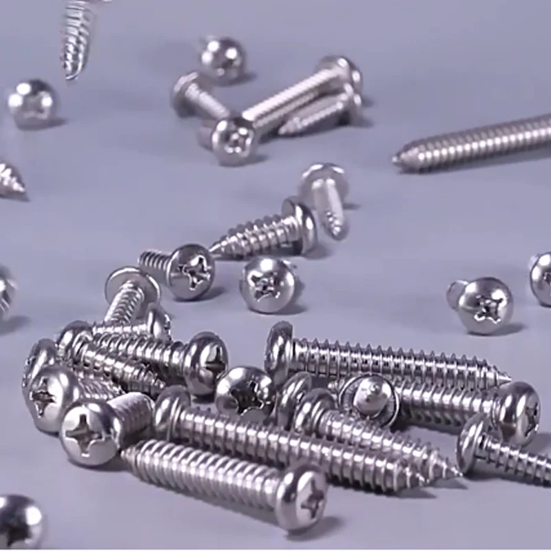 200~300pcs 304 Stainless Steel M1.0 M1.2 M1.4 M1.7 M2.0 M2.2 M2.6 Cross Recessed Phillips Round Pan Head Self-tapping Wood Screw