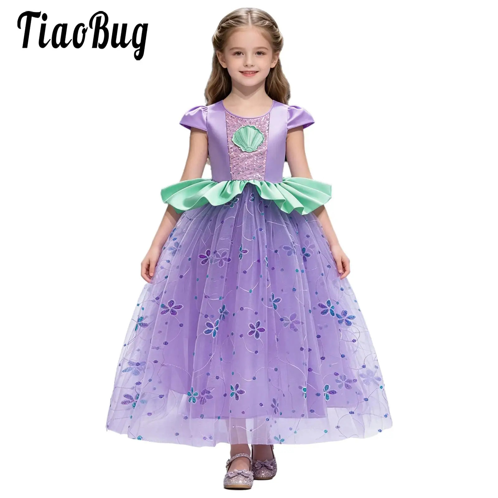 

Girls Halloween Fancy Mermaid Princess Tulle Dress Costume Christmas Party Dress Up Birthday party dress for Stage Performance