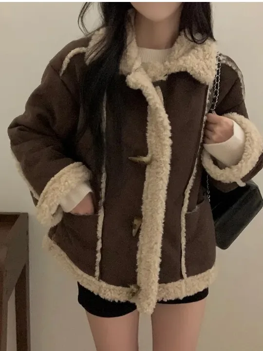 Jaet-abrigo Haome elegante de Hong Kong para mujer, abrigo Retro versátil con cuello de piel de cuero juvenil, reducción Longevi