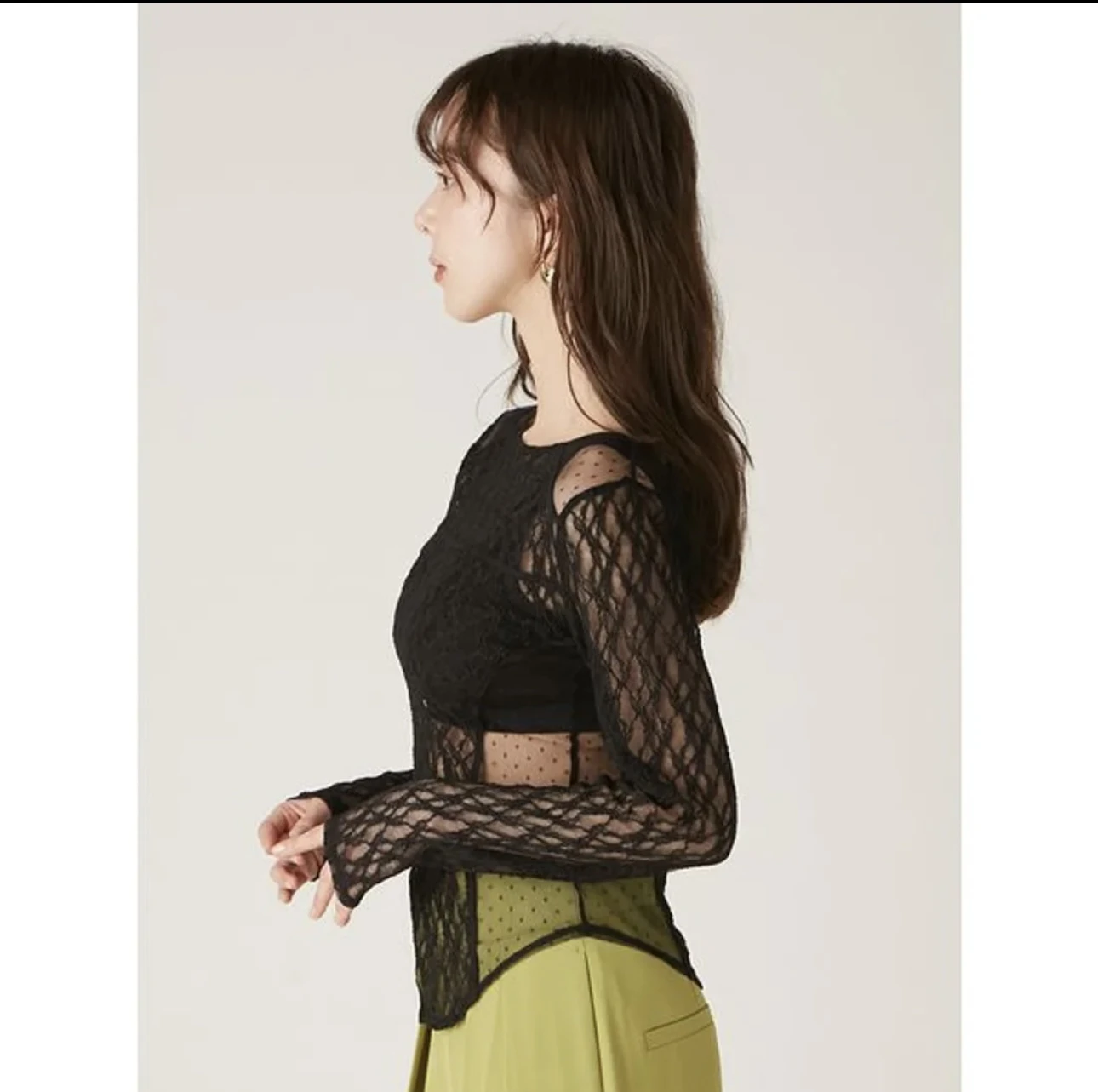 Japan Style Stretch Long Sleeve Women T-shirt Spring Summer Sexy Hollow Out Perspective Lace Basic Top Long Sleeve Slimming Tees