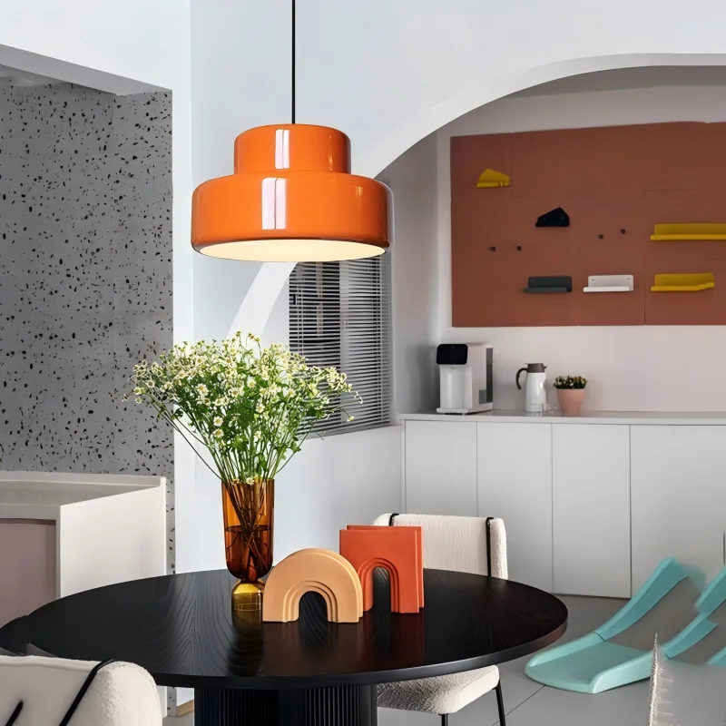 

Bauhaus Orange Modern Glass Pendant Light for Kitchen Dining Room Restaurant Cafe Bar - Ceiling Chandelier Hanging Lamp