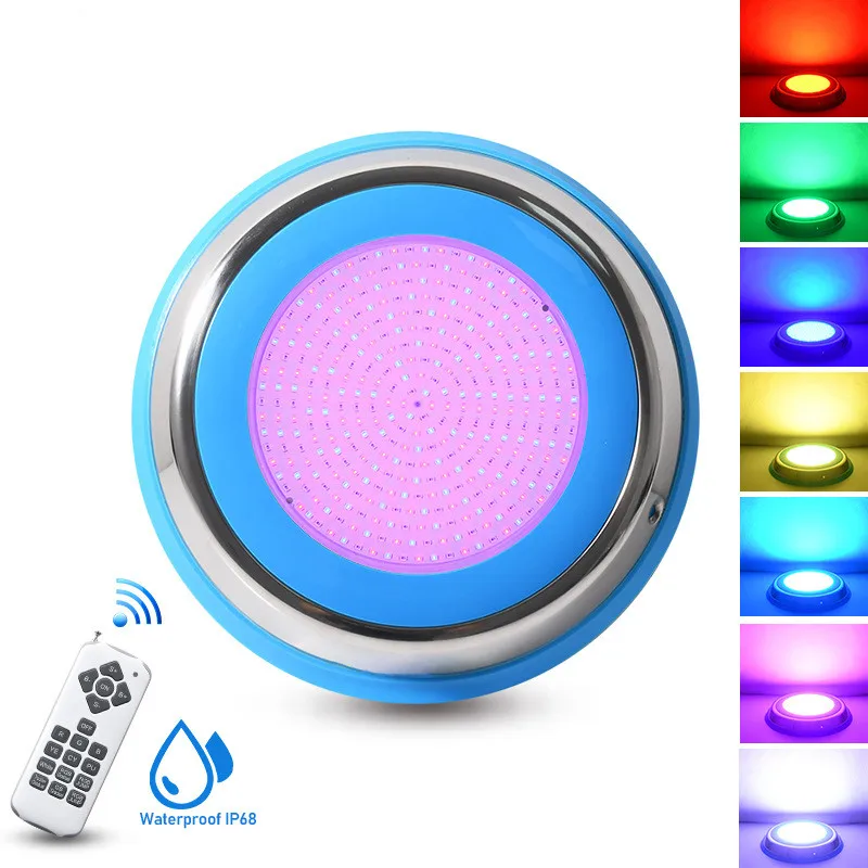 LED304 stainless steel pool light, IP68 waterproof AC12V underwater light, white/warm white RGB remote control, outdoor lighting