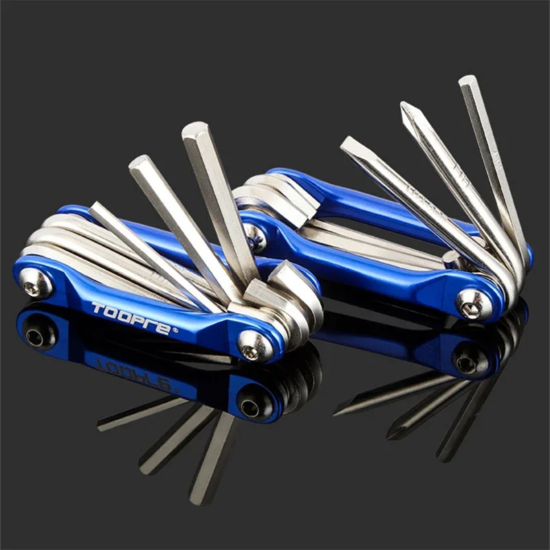 TOOPRE Mountain Bike Chromium Vanadium Steel TL-833 6 In 1 Multifunction Tool Iamok Blue 92g Allen Wrench Bicycle Parts