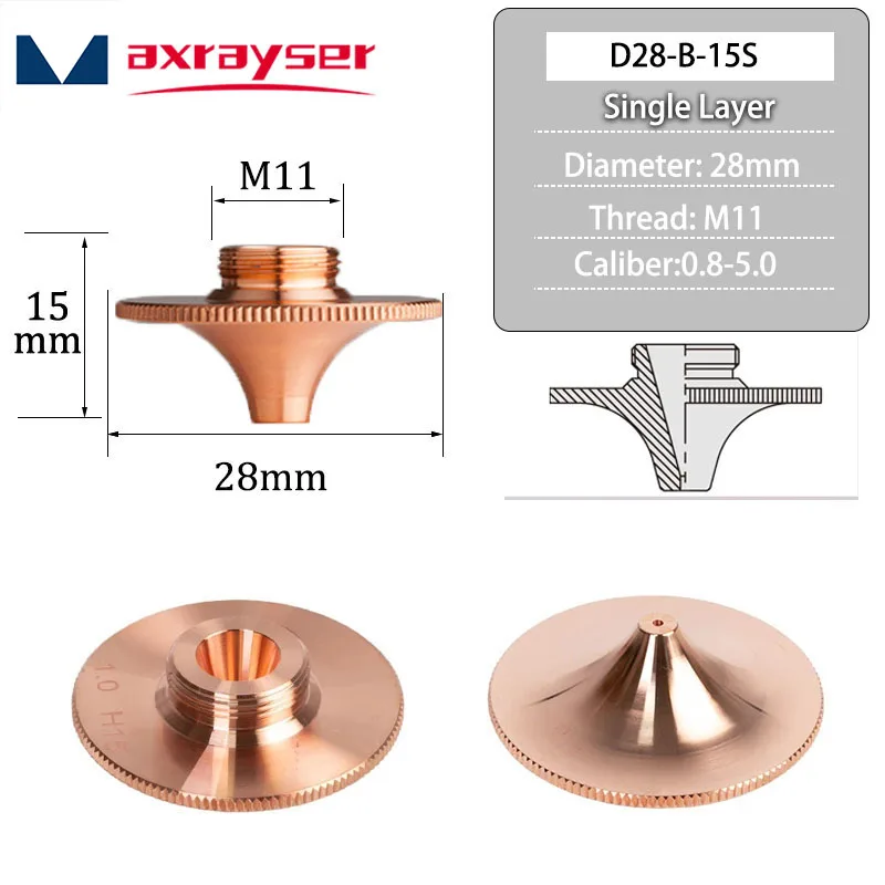 Precitec HANS D28 Laser Nozzles Axrayser High Speed for Fiber Laser Cutting Machine Single Double Layer Dia.28mm Caliber 0.8-5.0