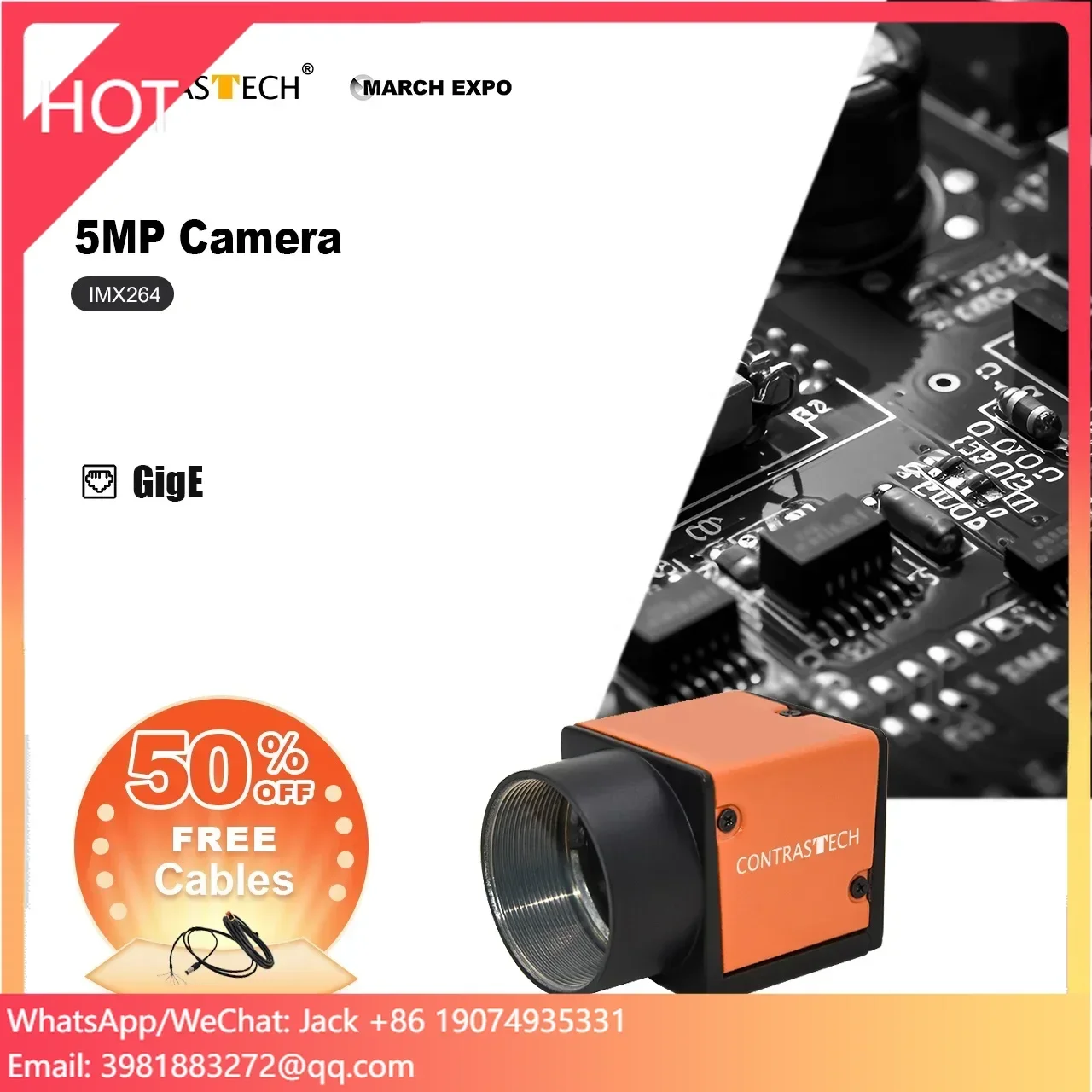 [IS]5MP 68fps IMX264 USB3.0 Supporto HALCON/Labview Telecamera per visione artificiale per elaborazione di immagini ad alta precisione