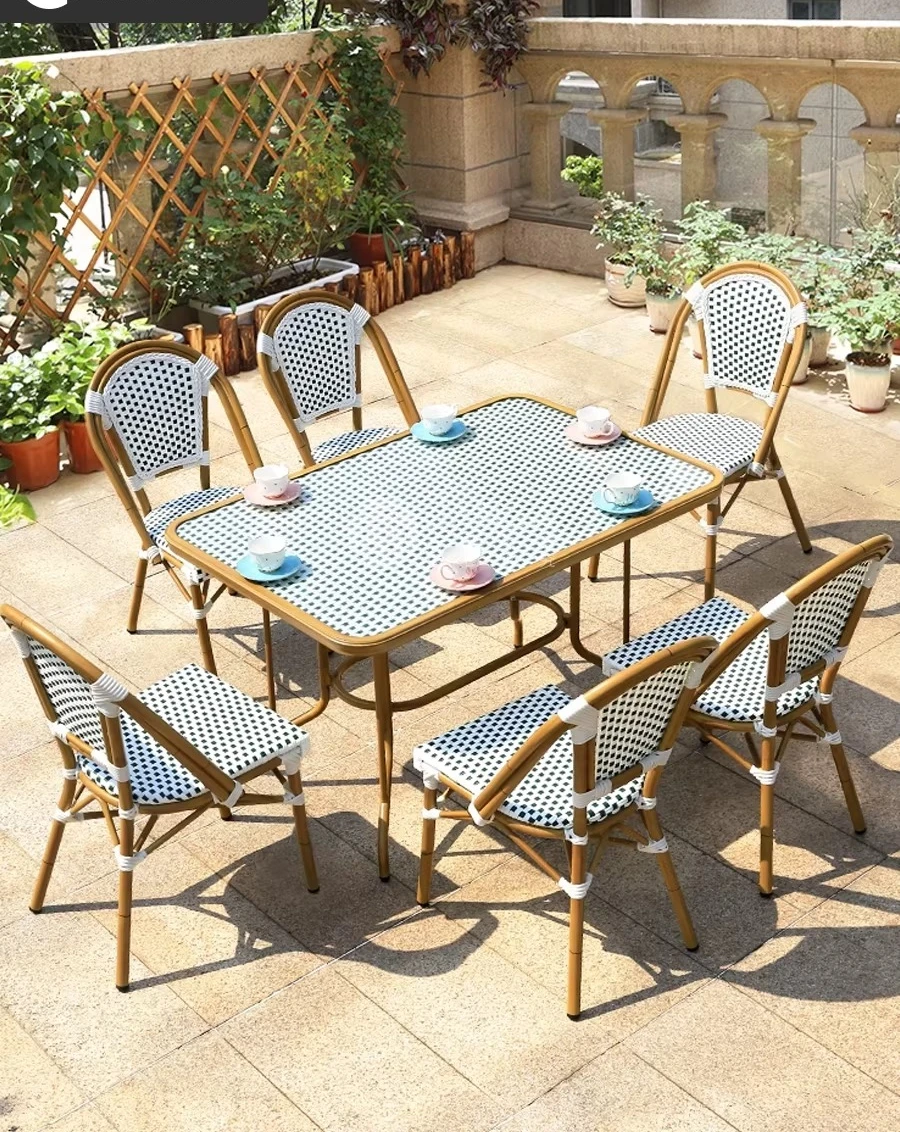 Outdoor rattan table and chair courtyard garden small apartment leisure table and chair combination