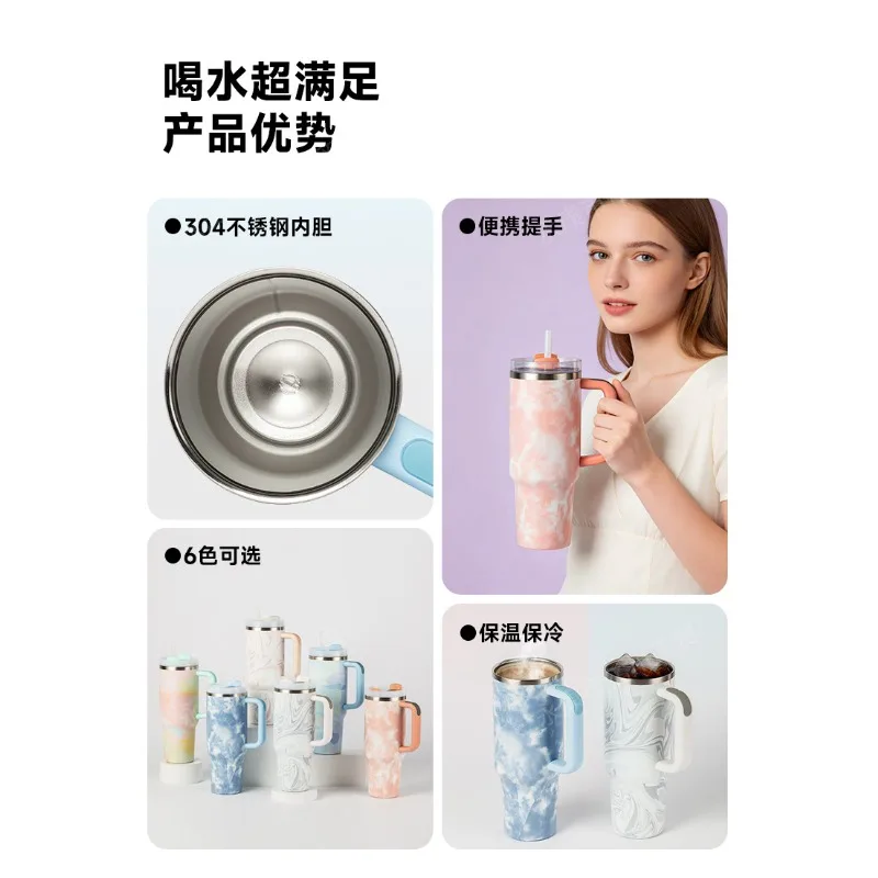 2 Pcs 2Nd Gen 40Oz Stainless Steel Tumbler Large Capacity Cold Heat Insulated Portable Car Mug For Travel Outdoor Daily Drinking