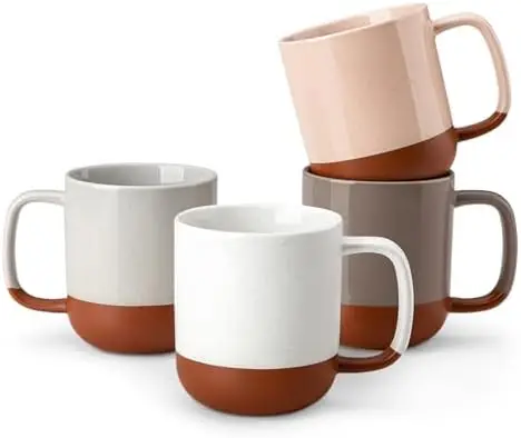 

Набор керамических кофейных кружек MALACASA, 4 шт. - 16 унций, в стиле фермерского дома, для кофе, чая, латте - можно использовать в микроволновой печи и посудомоечной машине