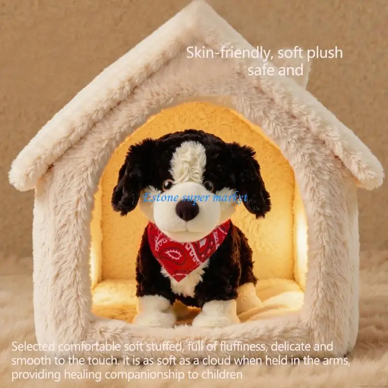 090B Interactive Electric Plush Toy Dog for Children Responds to Voice Commands Like Sit and Stand