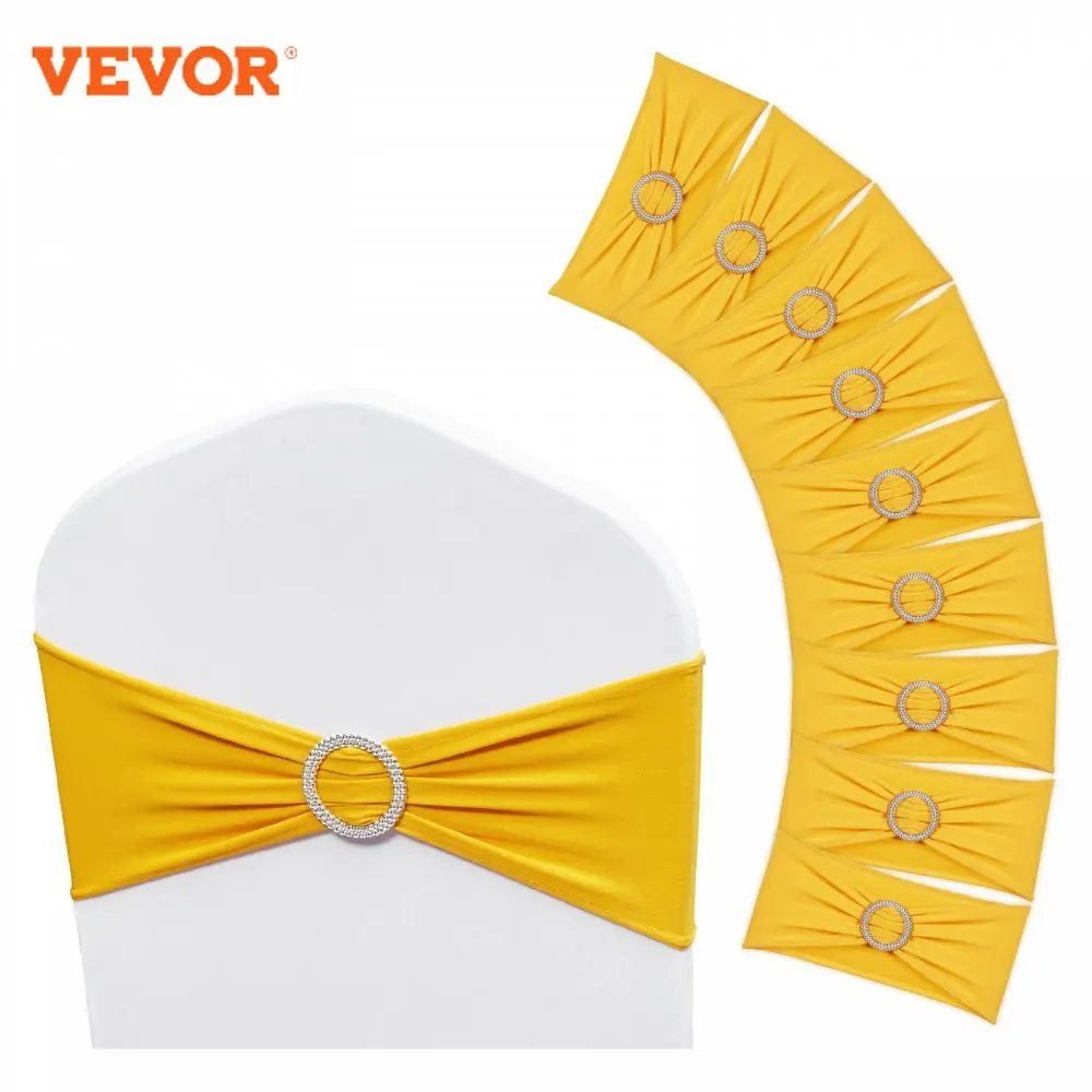 

VEVOR 50, золотые эластичные ремни для стула, набор украшений для свадебного банкетного стула, ремни из спандекса с круглыми пряжками, украшение для вечеринки