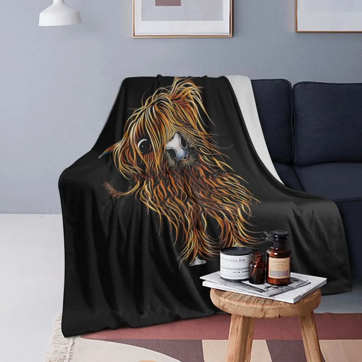 

Highland Cow Print Scottish Coooweee By Shirley Macarthur Blanket Soft Flannel Throw Blanket Bedding for Bed Living room Picnic