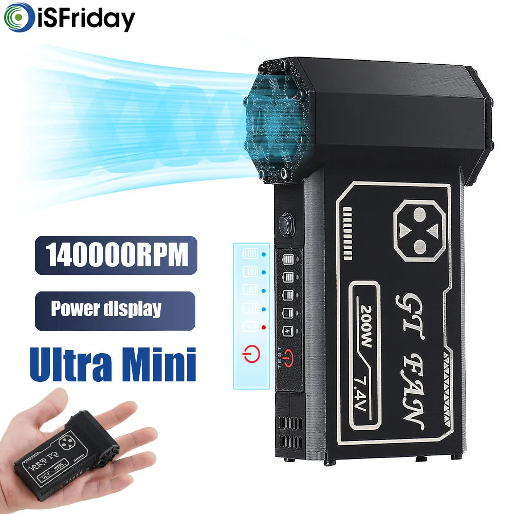 140000RPM Mini Turbo Jet Fan 3-Speed Regulation Real-Time Battery Display Wind Speed 54m/s Car Computer Cleaning Tool