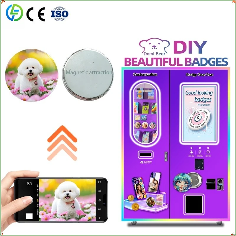 DIY Badge Vending Machine Self Service Placement Profit Machine Scenic Spot for Badge DIY FL Customized