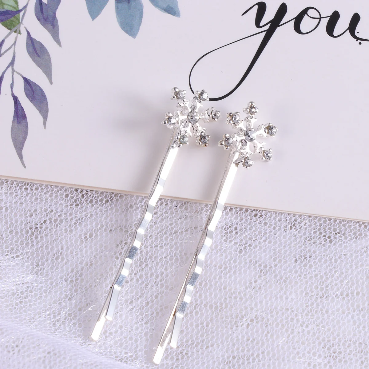 

6Pcs Snowflake Hair Clips Mixed Colored Rhinestone Metal Hairpins Barrettes Hair Accessories Gift Set Hairpins