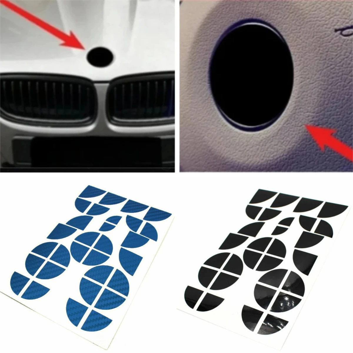 Conjunto de tampa de roda emblema para bmw, 82mm/74mm/68mm/45mm, ferramentas adesivas, adequado para cubo de volante, acessórios interiores de carro