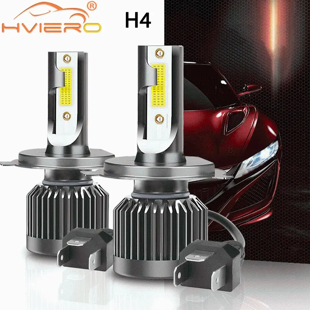 

2Pcs H4 Car Auto 2LED COB 12V Headlight White Tail Lighting Fog Lamp Brake Headlamp High Low Beam Conversion Kit Reverse Lights