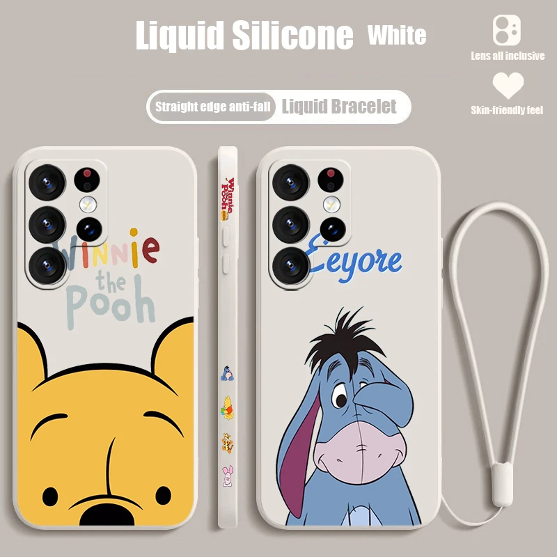 Pooh Bear Eeyore Piglet For Samsung S24 S23 S22 S21 S20 Fe S10 Note 20 10 Ultra Lite Plus Liquid Left Rope Phone Case