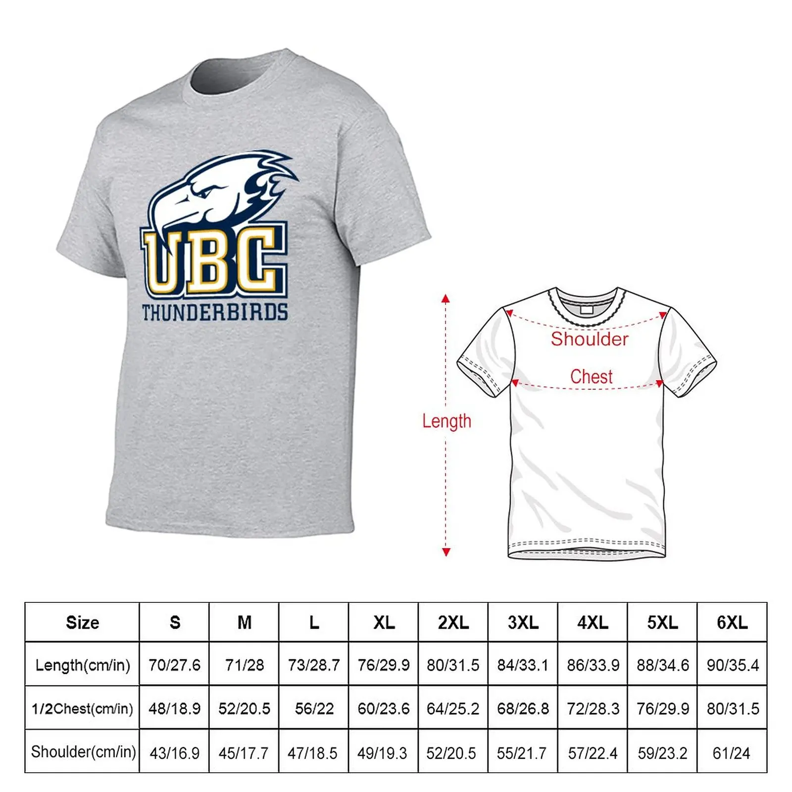 UBC (Thunderbirds) Logo3 T-Shirt vintage clothes graphics fruit of the loom mens t shirts