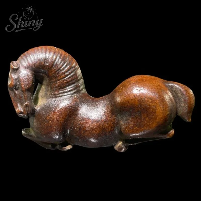 الرجعية الصلبة البرونزية الصينية تانغ سلالة الحصان زودياك تمثال حامل قلم ومسطرة