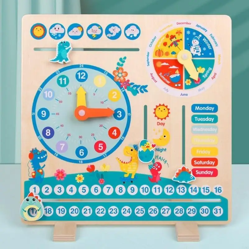 F19f Toy Kids Clock Seasons, mesi, giorni della settimana, per raccontare riconoscere il calendario orologio