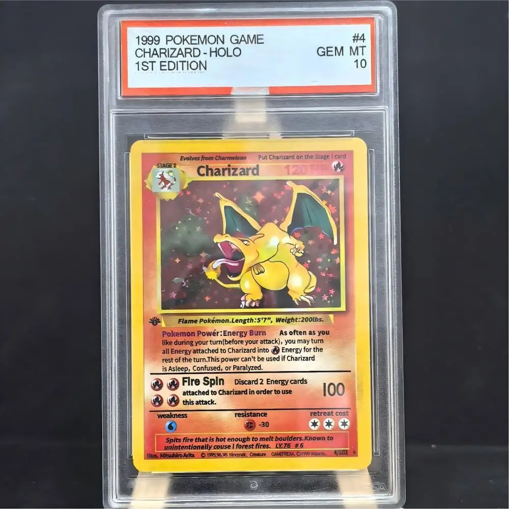 

Proxy DIY 1999 POKEMON GAME CHARIZARD-HOLO 1ST EDITION 4 GEM MT 10 Rating Card 10 Card Labels Gift Cards Toys