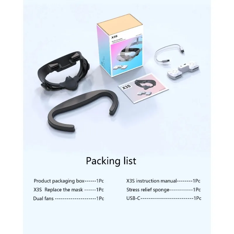 Cooling Fan For Meta Quest 3S Replacement Facial Interface Mask Adjustable Wind Speed Circulating Heat Dissipation Mask