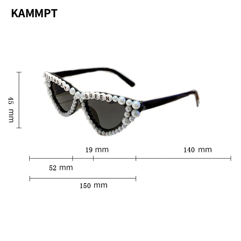 KAMMPT Cat Eye Design Gift Shades Shiny Pearl Decor Pink Present Glasses for Women's Birthday Party Favor Ladies Props Frame — zdjęcie 7
