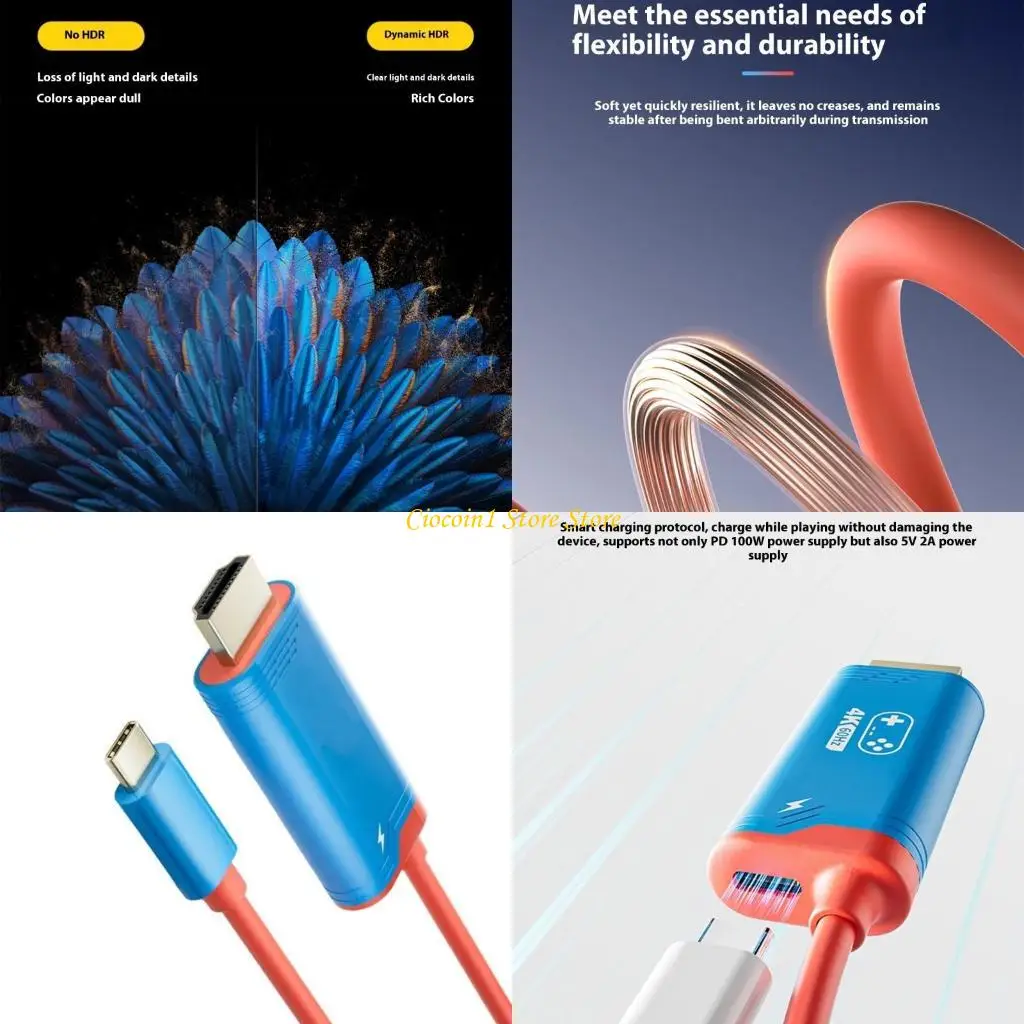 

A3PC 4K 144Hz C Type to Adapter Reinforced ABS Plugs Designs Connection Cable Gaming Accessories Suitable For Consoles